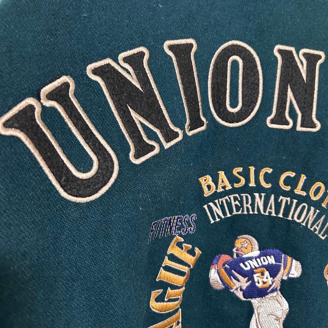 【kanaka】ユニオンベイ【L】スタジャン バックロゴ レザー切替え　革