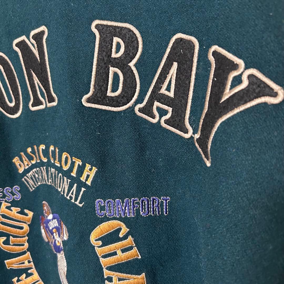 【kanaka】ユニオンベイ【L】スタジャン バックロゴ レザー切替え　革