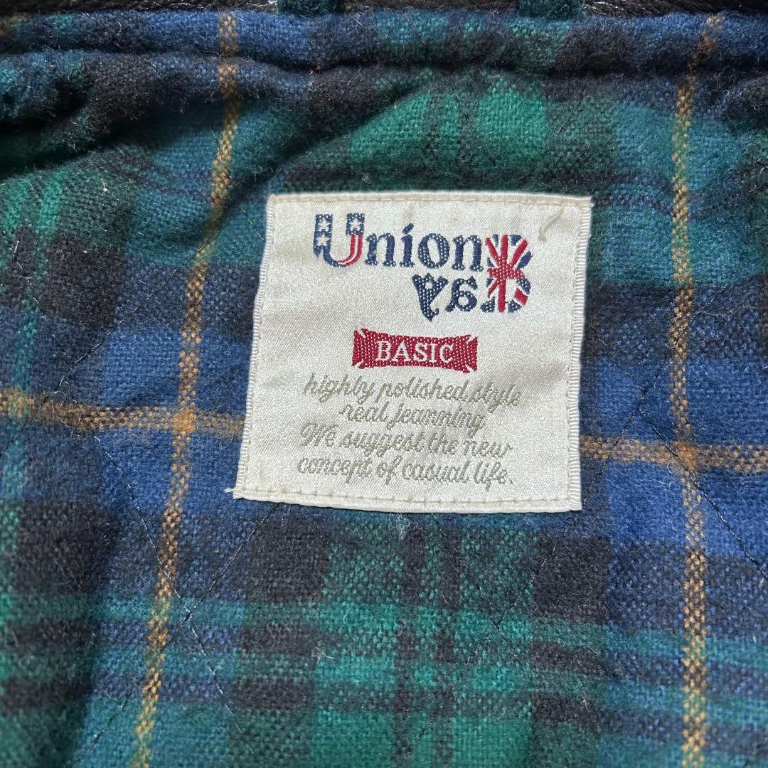 【kanaka】ユニオンベイ【L】スタジャン バックロゴ レザー切替え　革