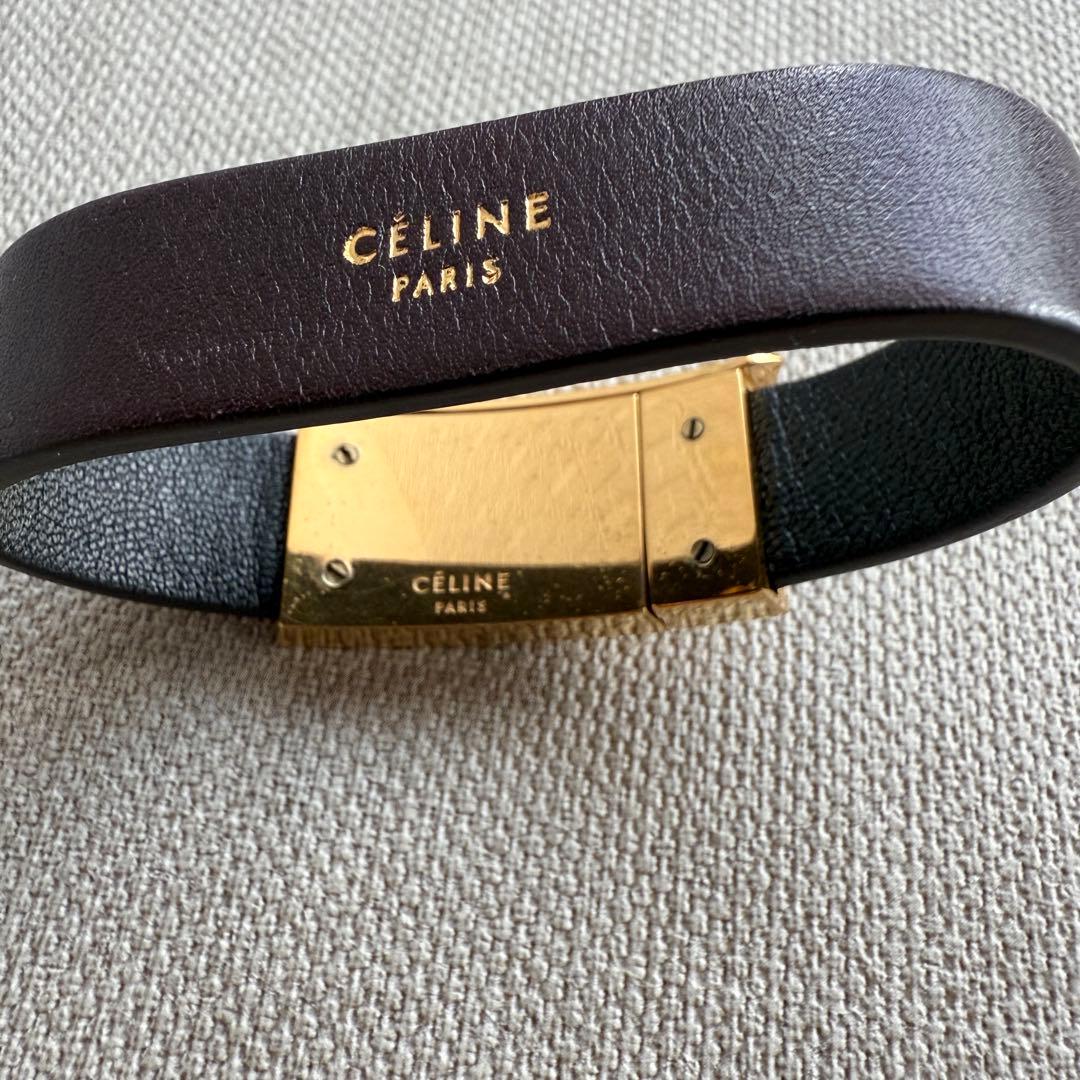 CÉLINE セリーヌバングル サイズM 本革レザー ブラウン