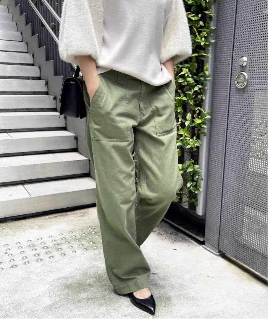 新品【Spick and Span】ルーズベイカーパンツ☆カーキ40