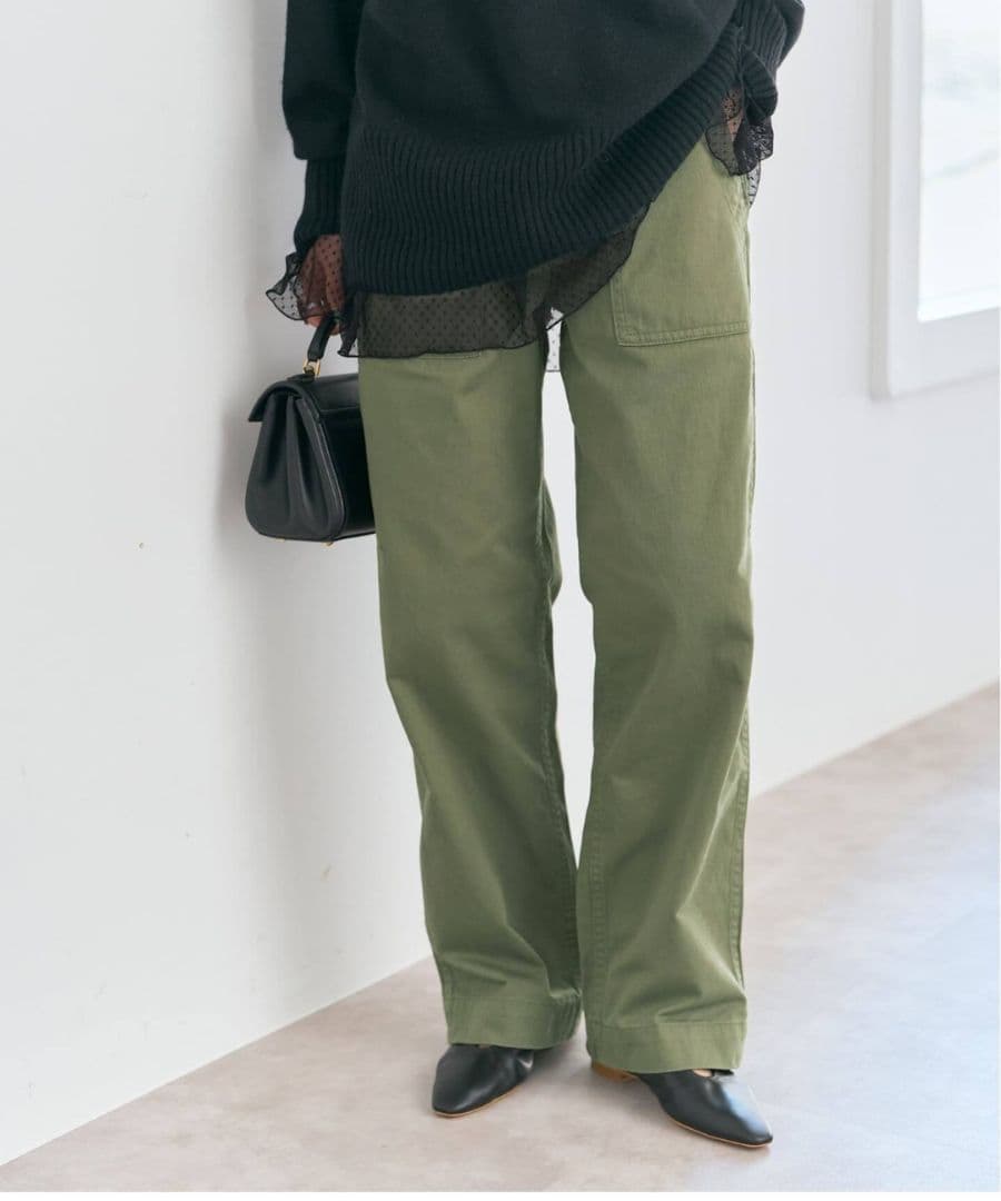 新品【Spick and Span】ルーズベイカーパンツ☆カーキ40