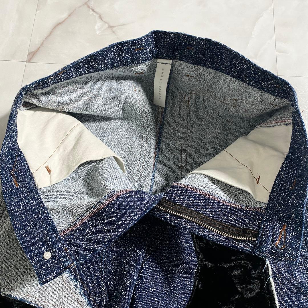 A18522 極美品 シンヤコヅカ パッチワークツイードデニムワイドパンツ L