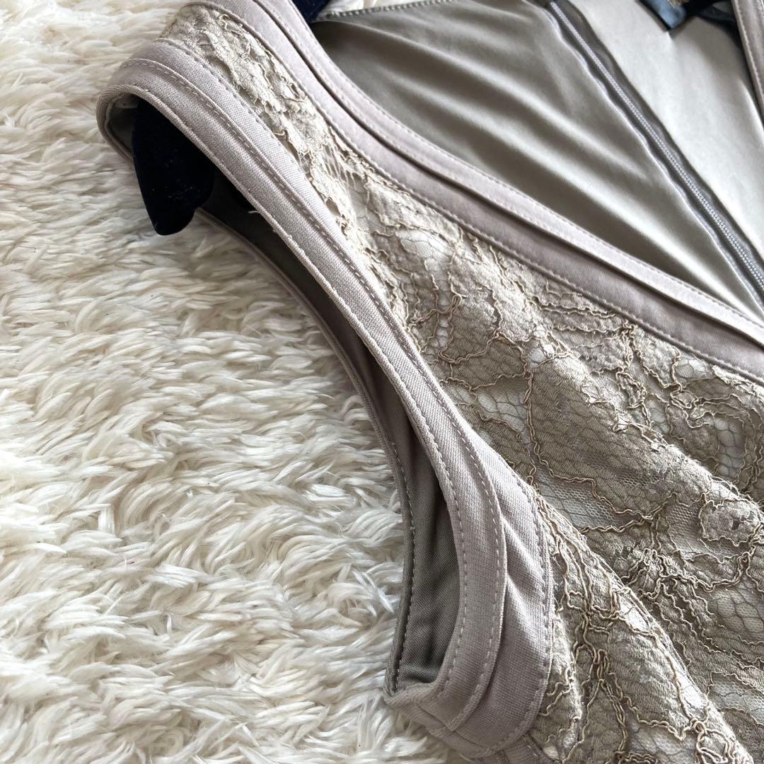 【美品 大きいサイズ12】タダシショージ 総レース ピンタック ロングドレス