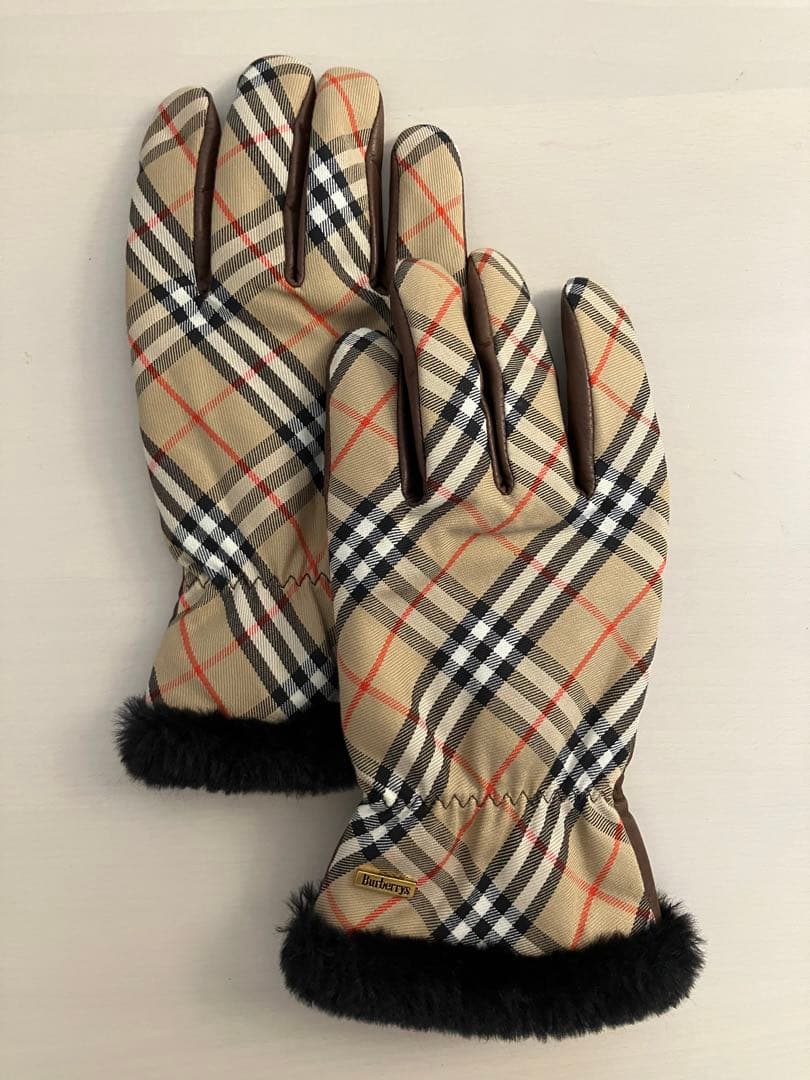 Burberrys チェック柄ファー付き手袋