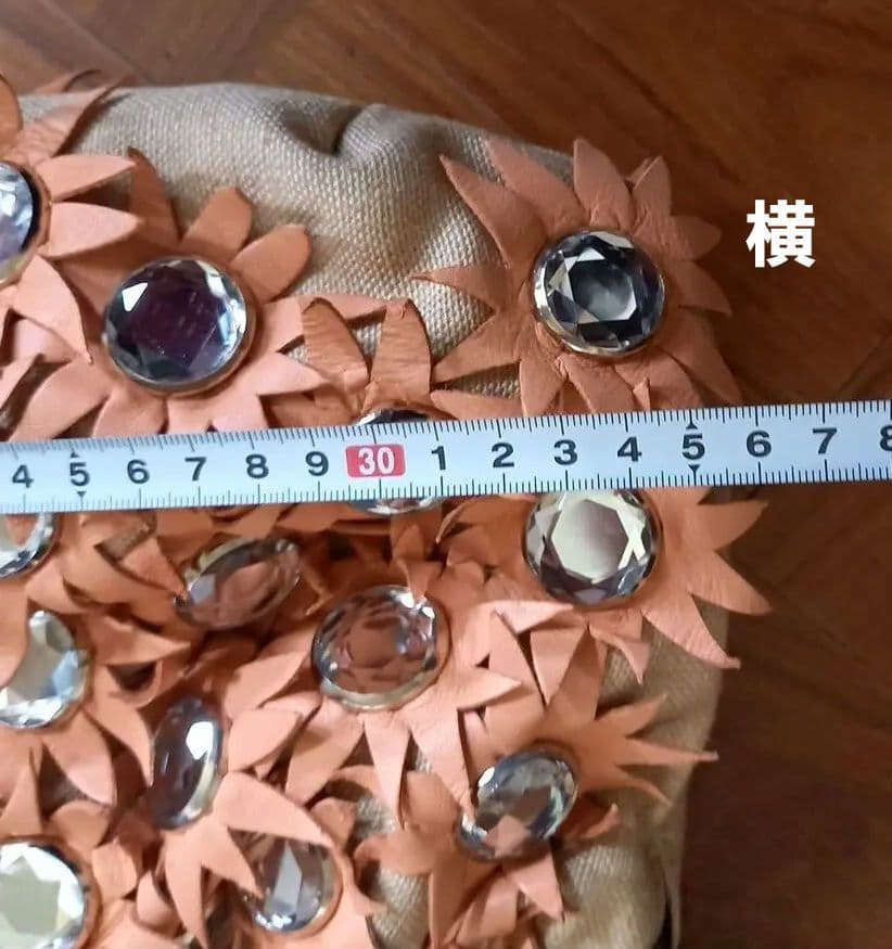 ソニアリキエル　オレンジクリスタル装飾パーティーバッグ　35×18×8cm