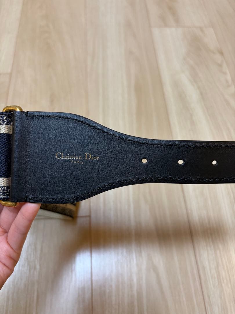 DIOR ベルト　エンブロイダリー　ネイビー