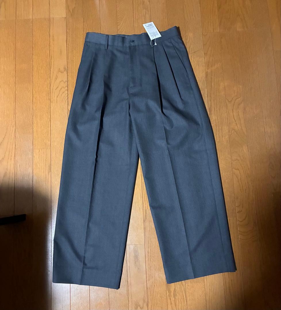 TWツイル 2P ワイド ストレート スラックス　ダークグレー　L