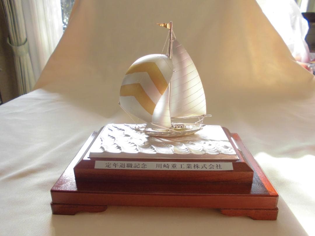 値下1000円【 銀製ヨット7号の置物 】銀製工芸品 TAKEHIKO（武比古）