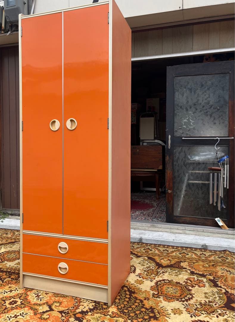 オレンジ クローゼット 昭和レトロ レトロポップ インテリア 当時物 収納