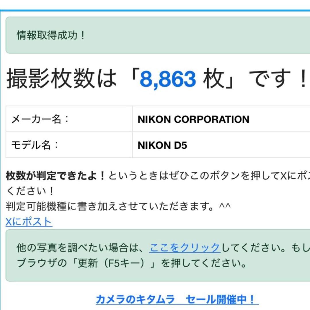 【元箱付き・ショット数8,863】Nikon D5 (CF-Type)