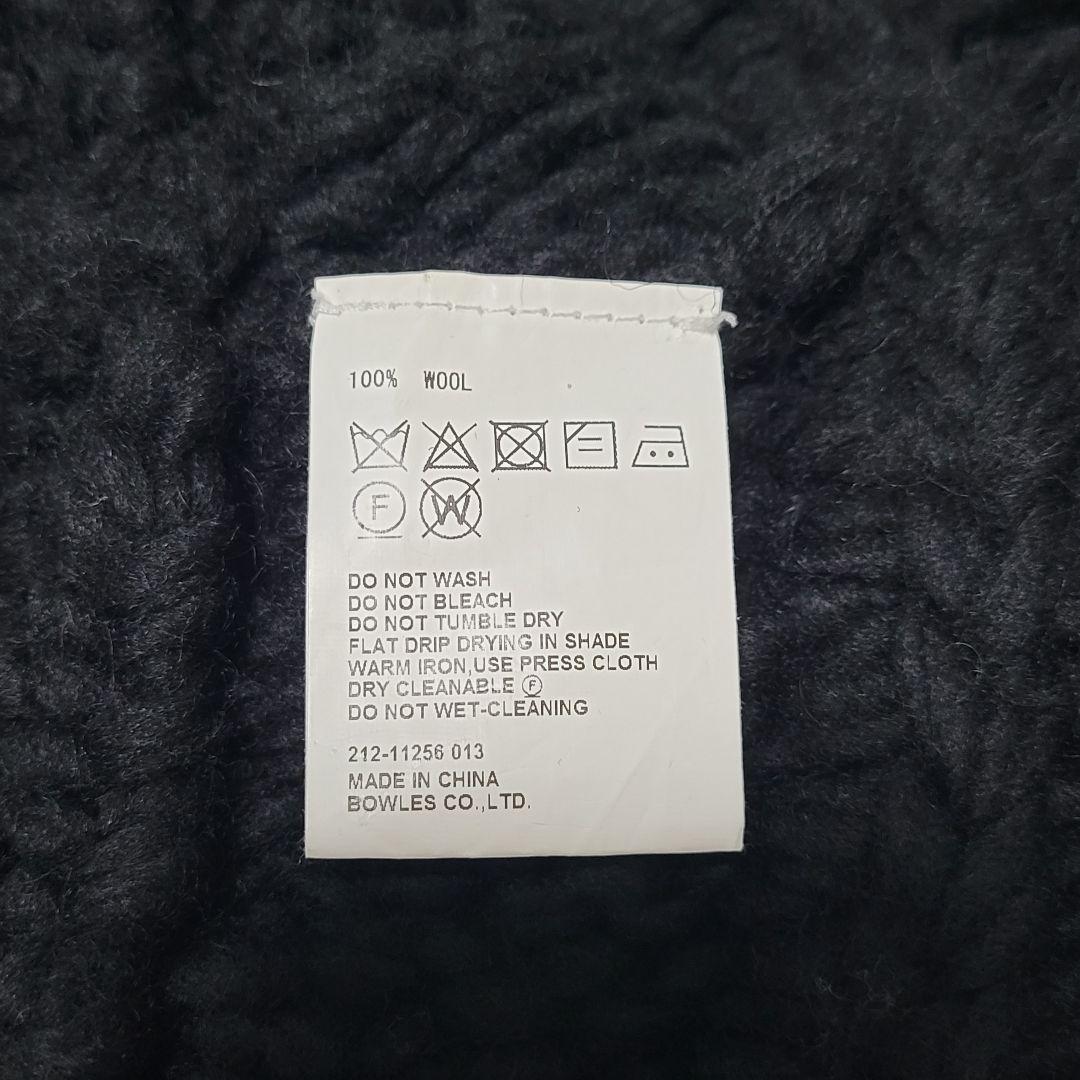 HYKE ネックウォーマー ケーブルニット フリンジ ウール スヌード ブラック