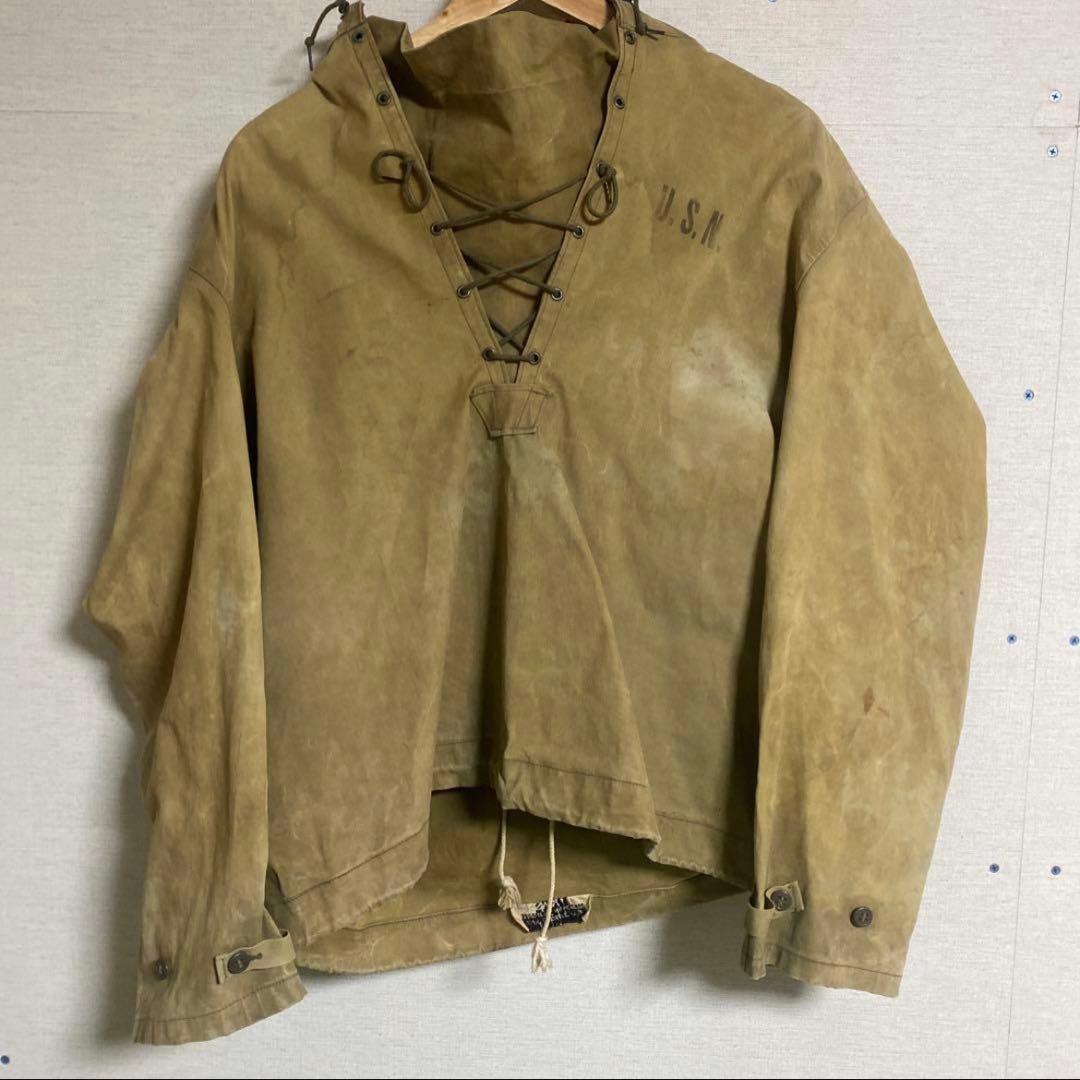 40s 50s 米軍　実物　USN N−2デッキ　レインパーカー
