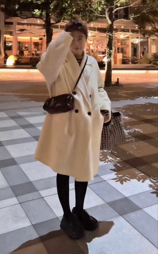 ふちまる　Mila Owenワイドシルエットダブルブレストコート