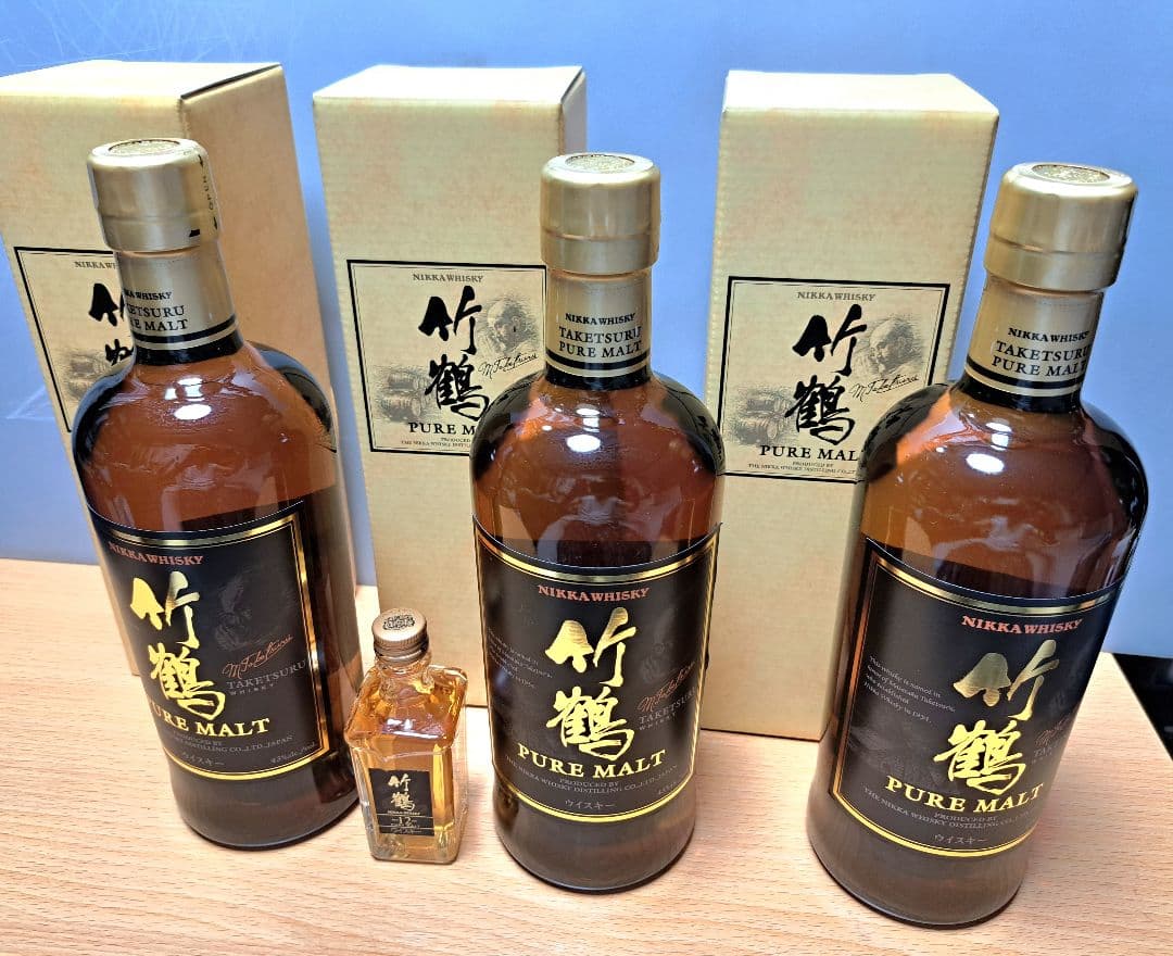 ニッカウイスキー 竹鶴 ピュアモルト 3本セット　プラス　12年ミニチュア