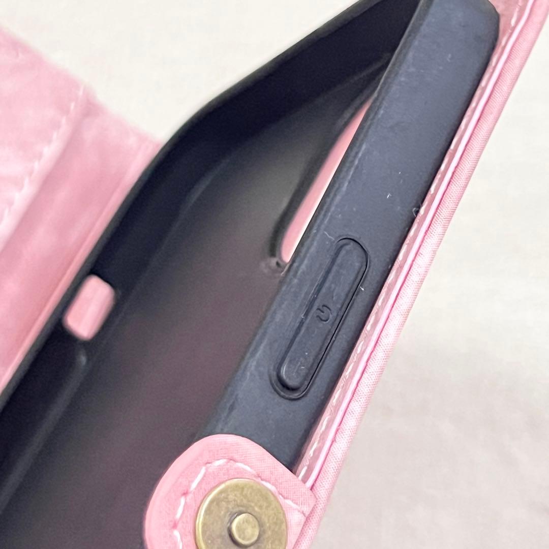 ジッパー付き iPhone 14 Plus ケース ピンク ウォレット 財布