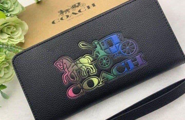 新品未使用コーチ長財布馬車レインボーロゴブラックレディースメンズ送料無料即日発送