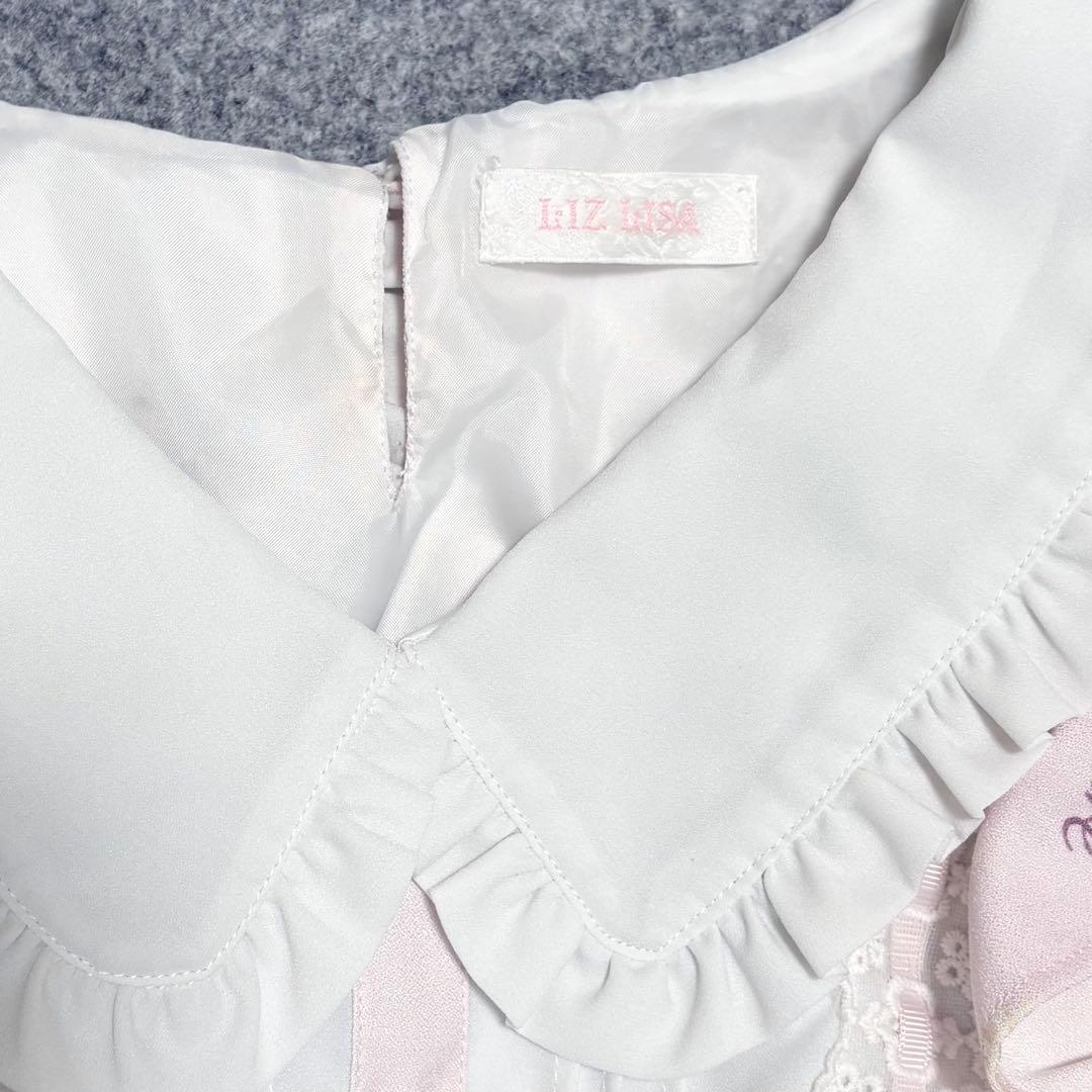 LIZ LISA 襟付き 長袖 ワンピース うさぎ フラワー 柄　ピンク