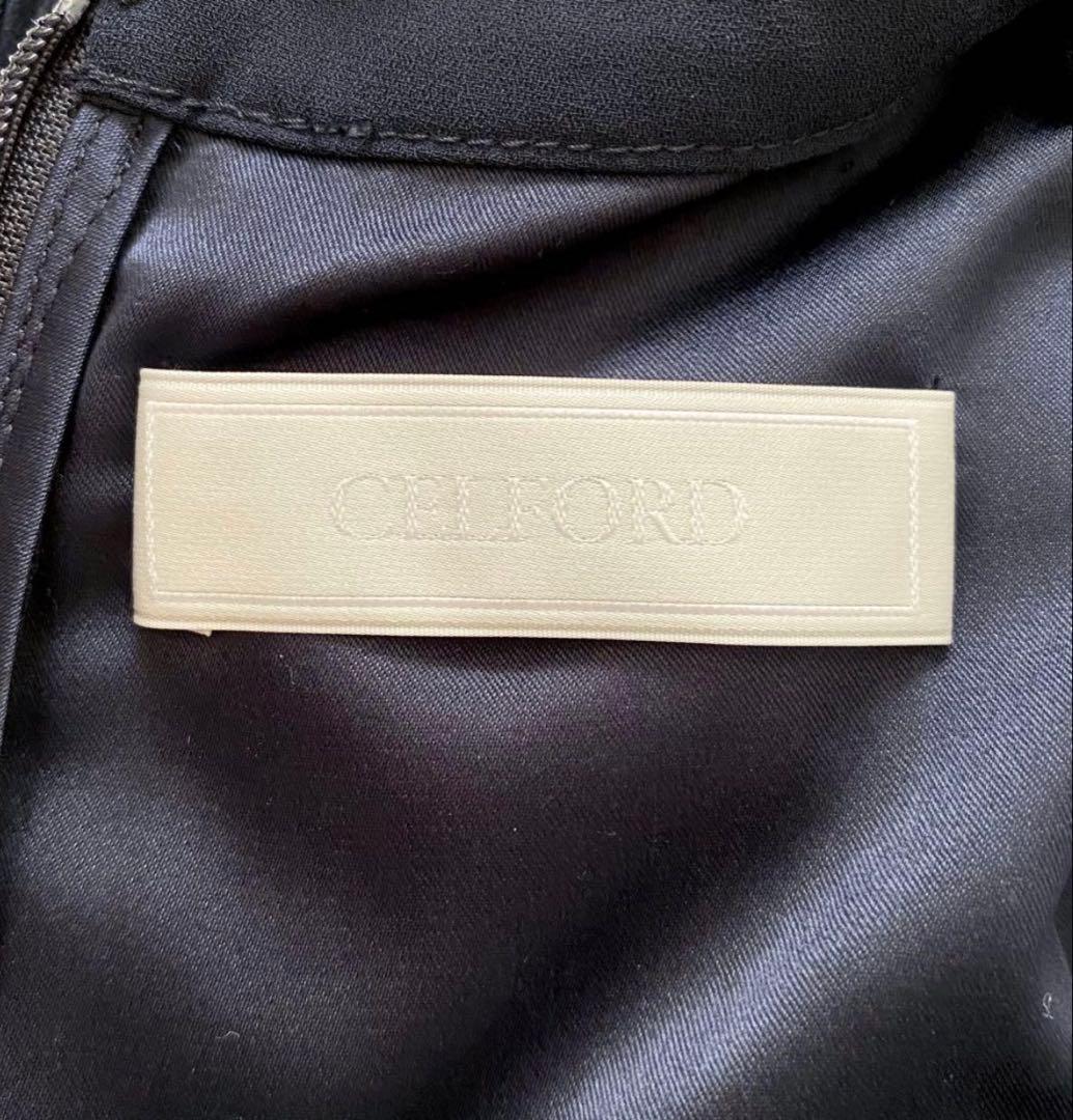 CELFORD ボウタイプリーツワンピース　紺　ネイビー　36 Sサイズ