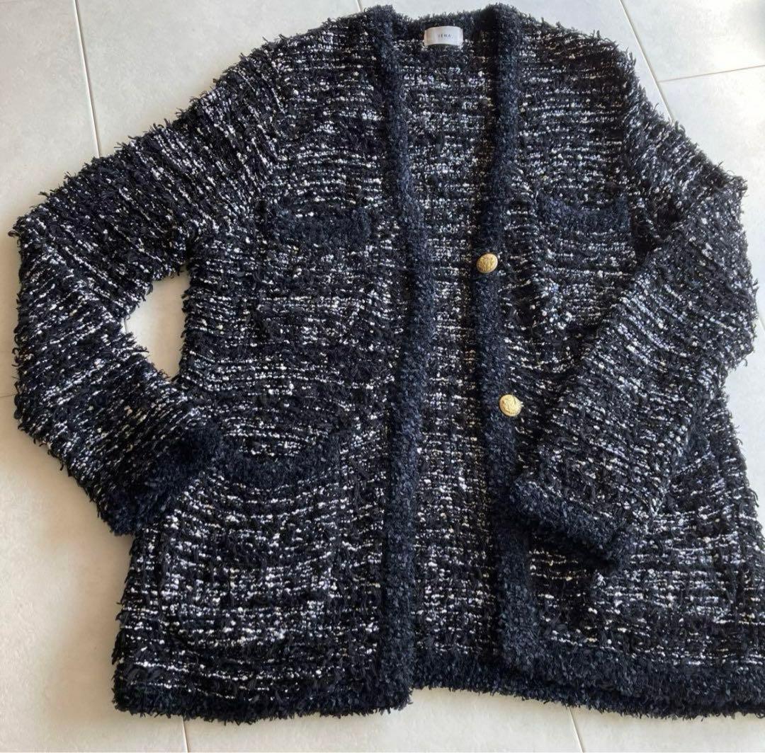 売り切り希望　イエナ　ツイードニットカーディガン
