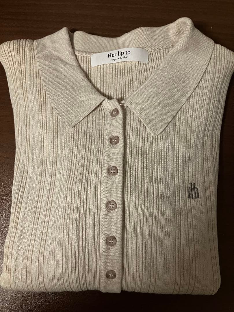 トップス herlipto Trois Rib Knit Polo Top