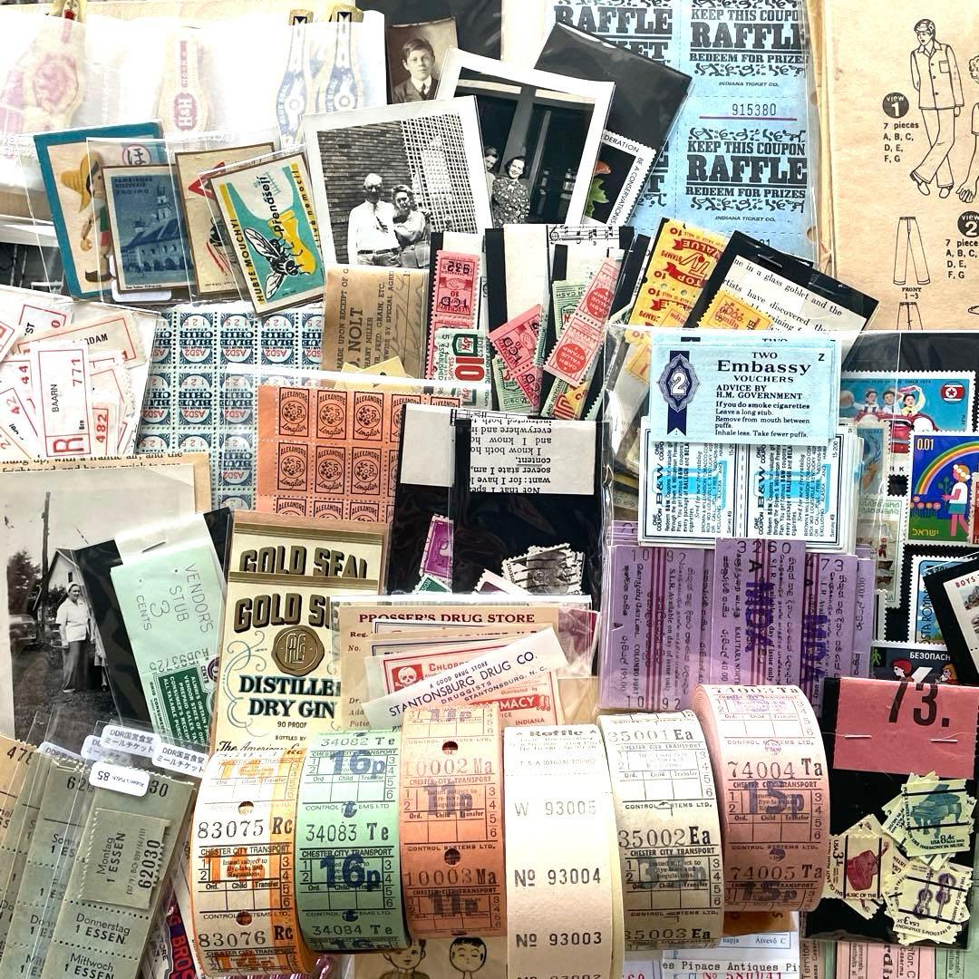 ヴィンテージ 紙モノ 新品大量まとめ売り 蚤の市ジャンクジャーナルコラージュ素材