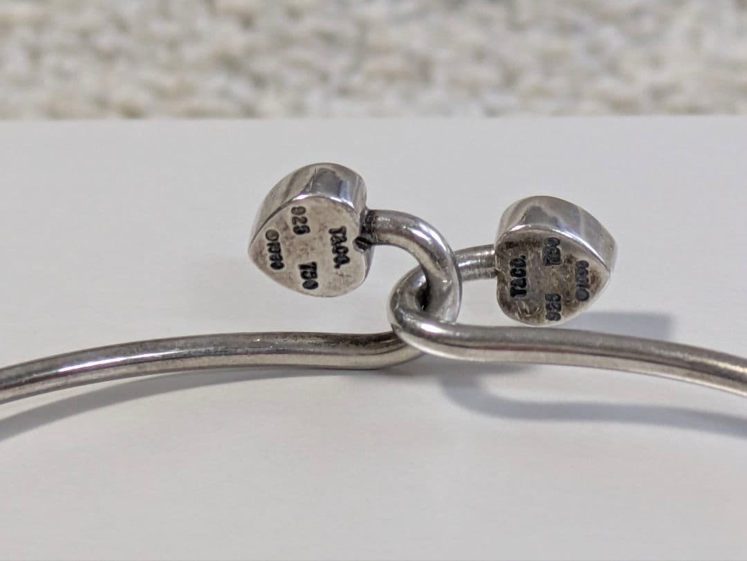 ティファニー　ダブルハート　フック　バングル シルバー925/750