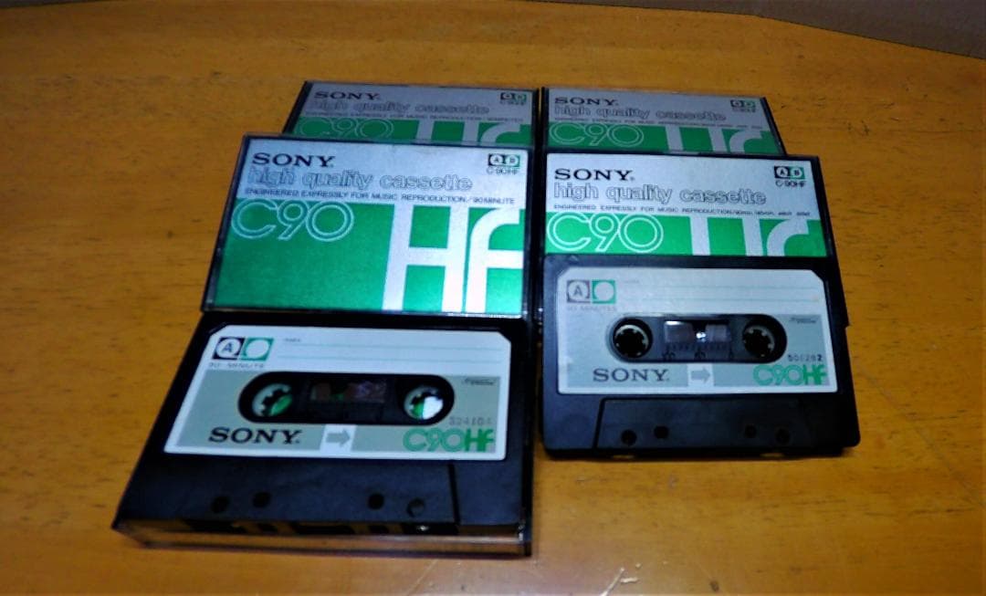 使用品内容消去済：SONYのＣ９０ＨＦカセットテープ５ケース