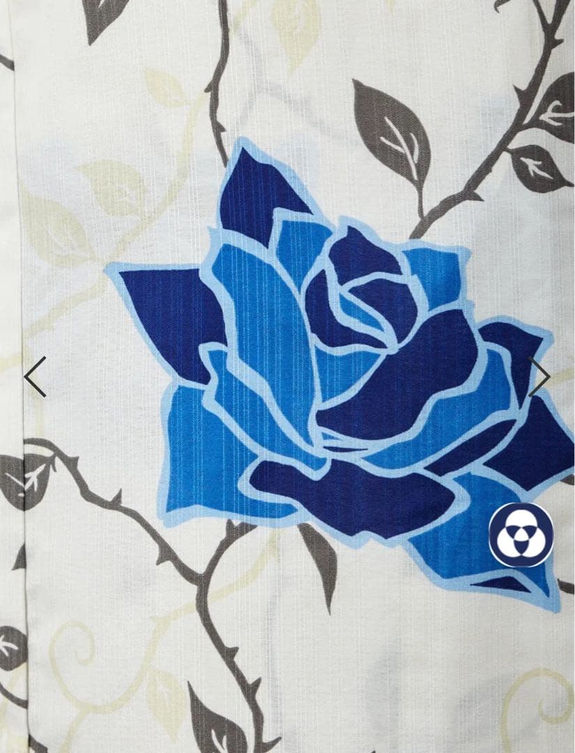 ふりふ　洗える　浴衣　青　薔薇 白