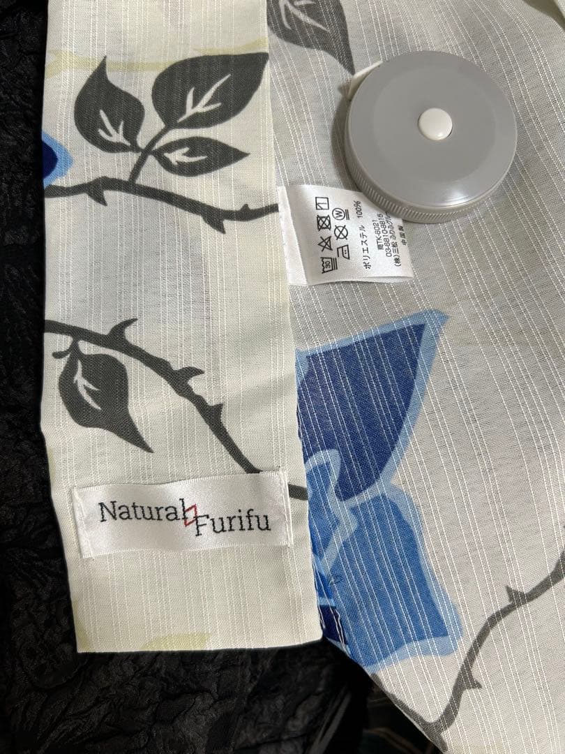 ふりふ　洗える　浴衣　青　薔薇 白