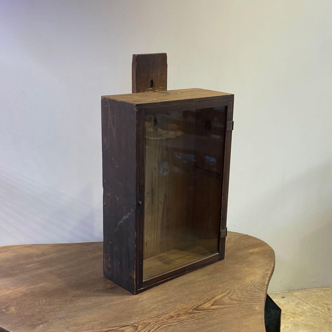 明治29年 ガラス扉の木製ケース アンティーク