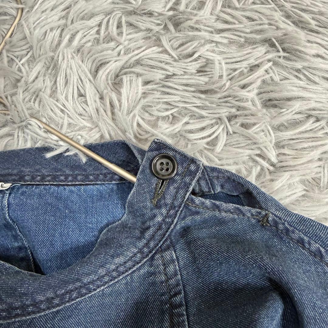 極美品✨45R インディゴデニムワンピース ロングドレス ゆったり コットン