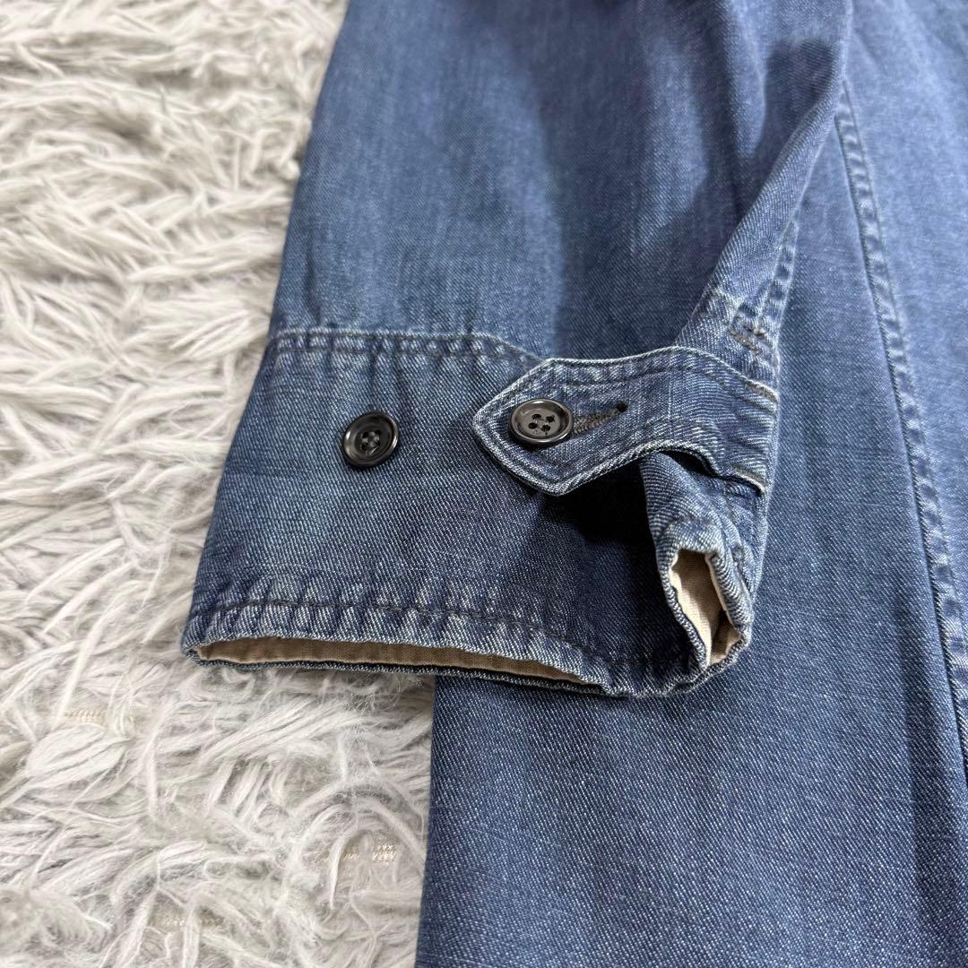 極美品✨45R インディゴデニムワンピース ロングドレス ゆったり コットン