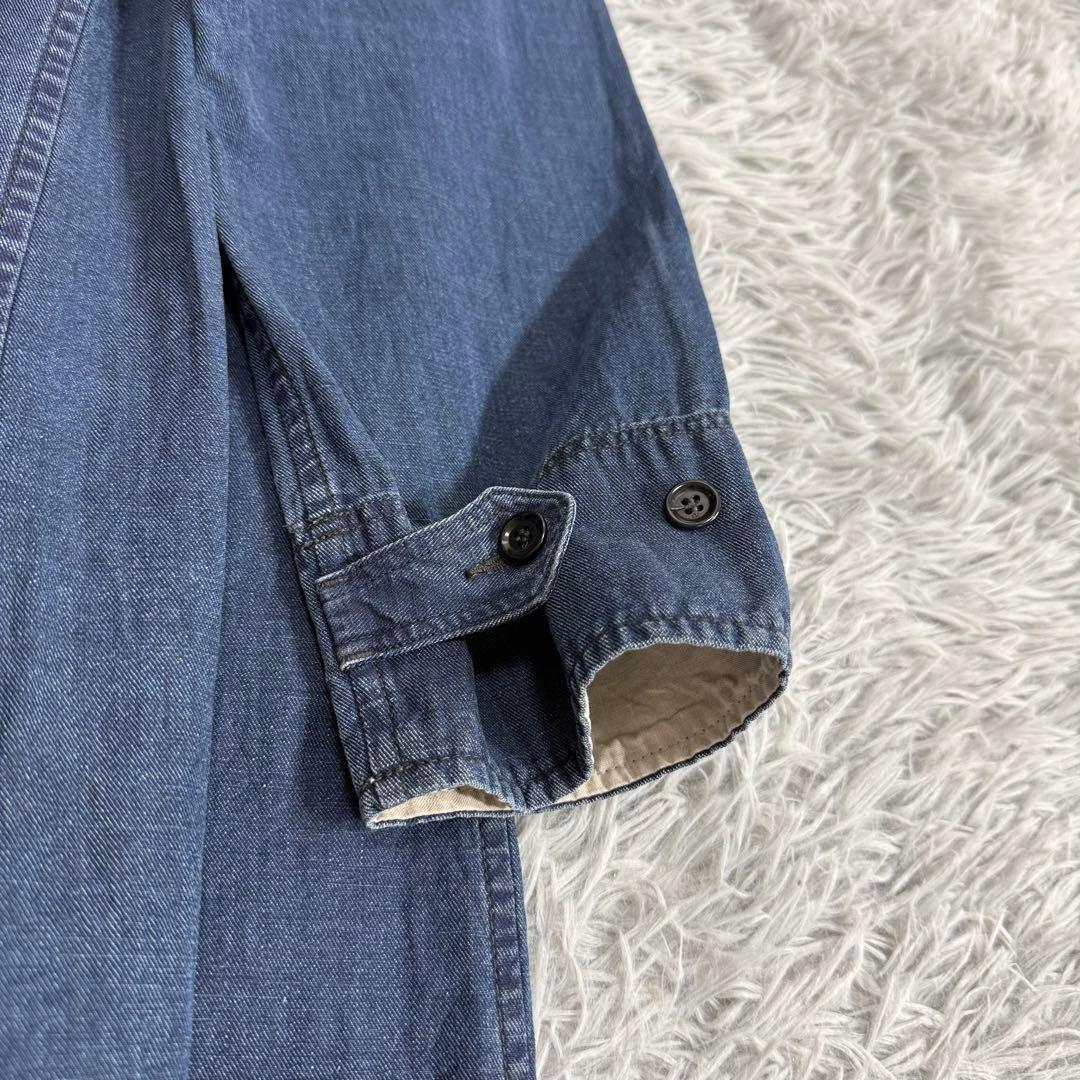 極美品✨45R インディゴデニムワンピース ロングドレス ゆったり コットン