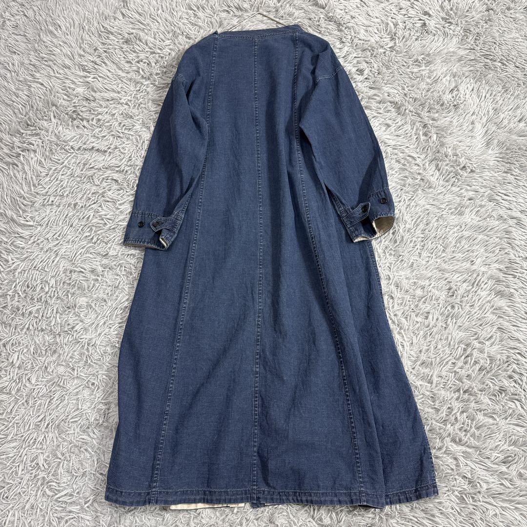 極美品✨45R インディゴデニムワンピース ロングドレス ゆったり コットン