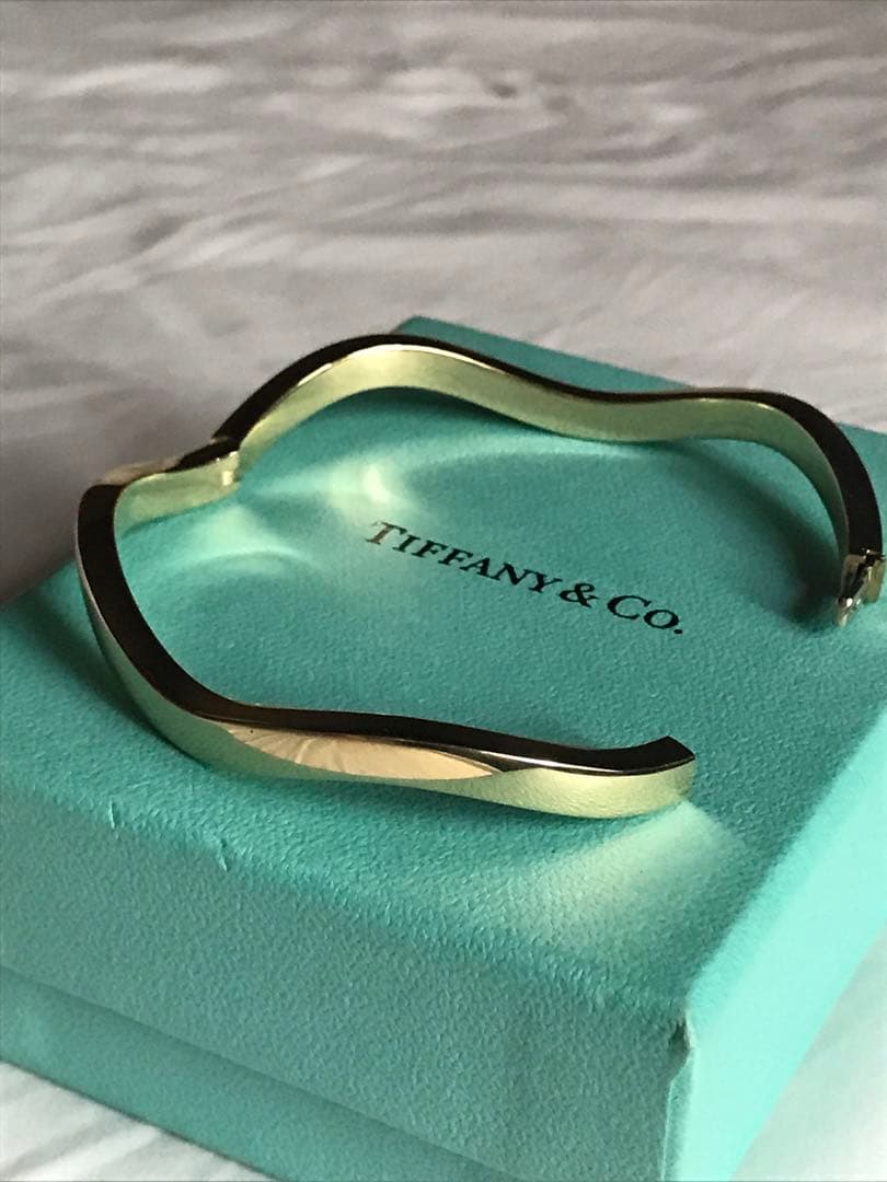 ティファニー　ウェーブバングル　ブレスレット　k18 18金 18k