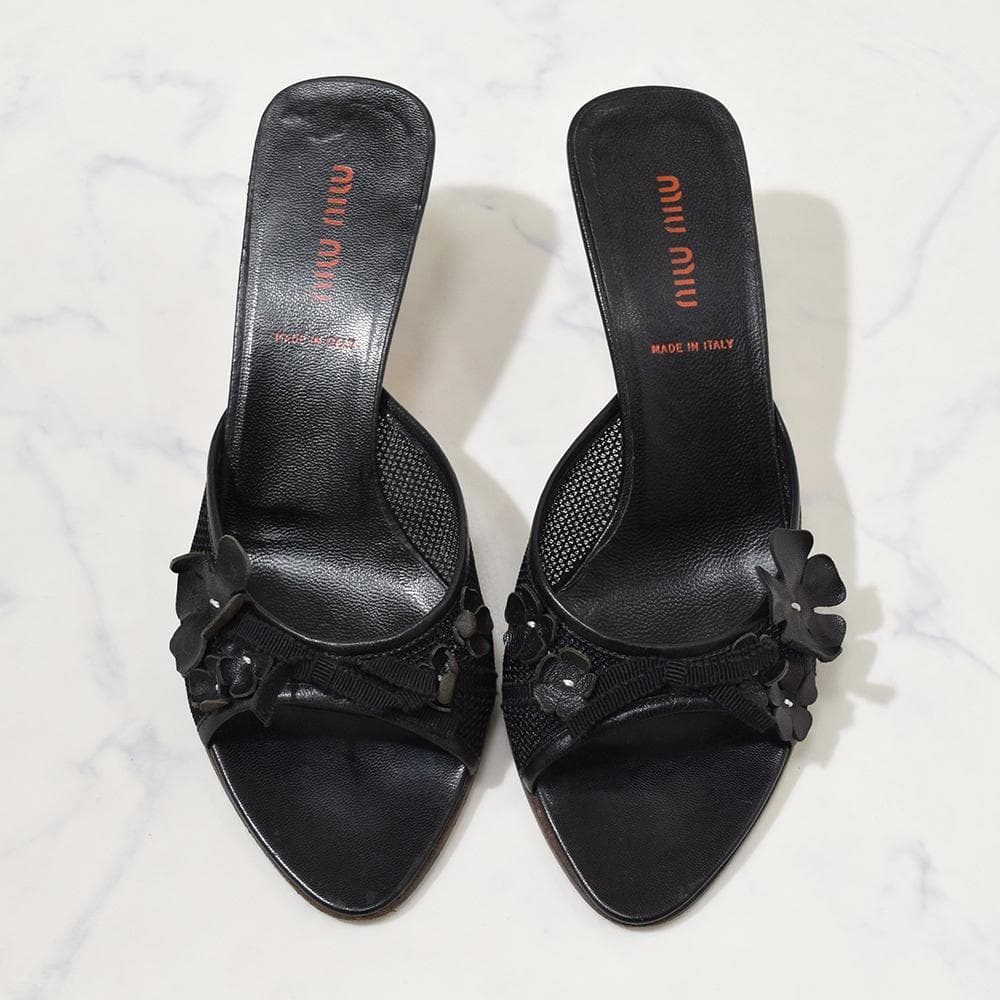00s archive miu miu vintage ミュール サンダル 黒