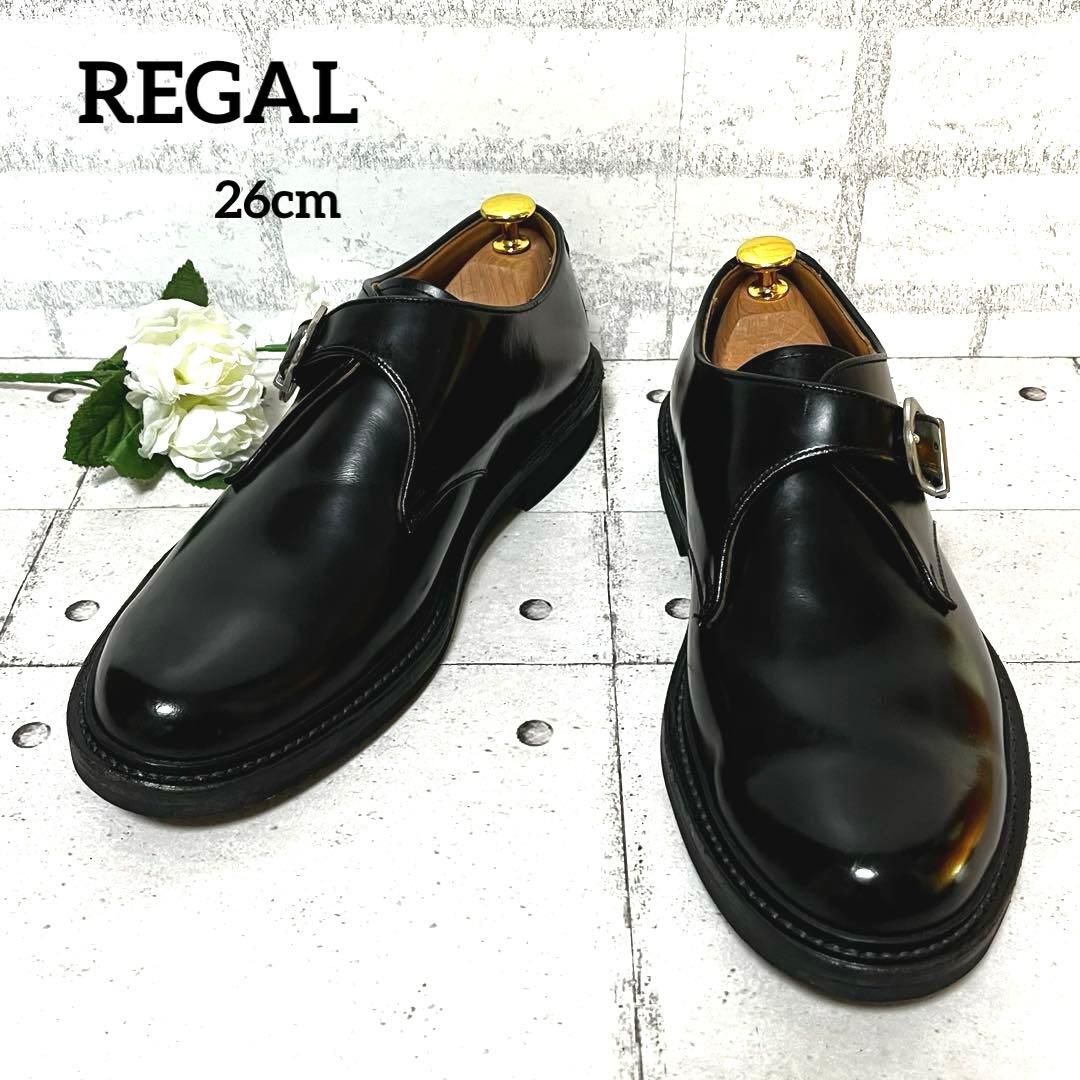 美品【リーガル】プレーントゥ シングルモンクJU16♡ブラック 26