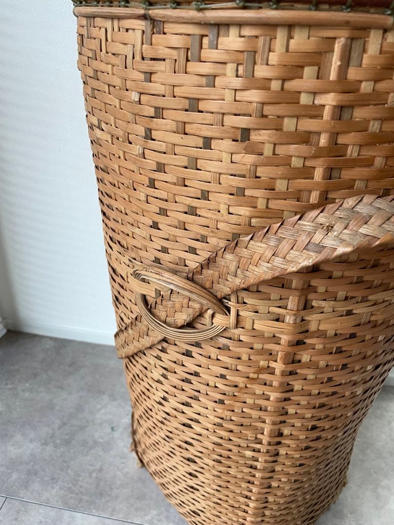 背負子　ラタン　バスケット　小物入れ　骨董品　ビンテージバスケット