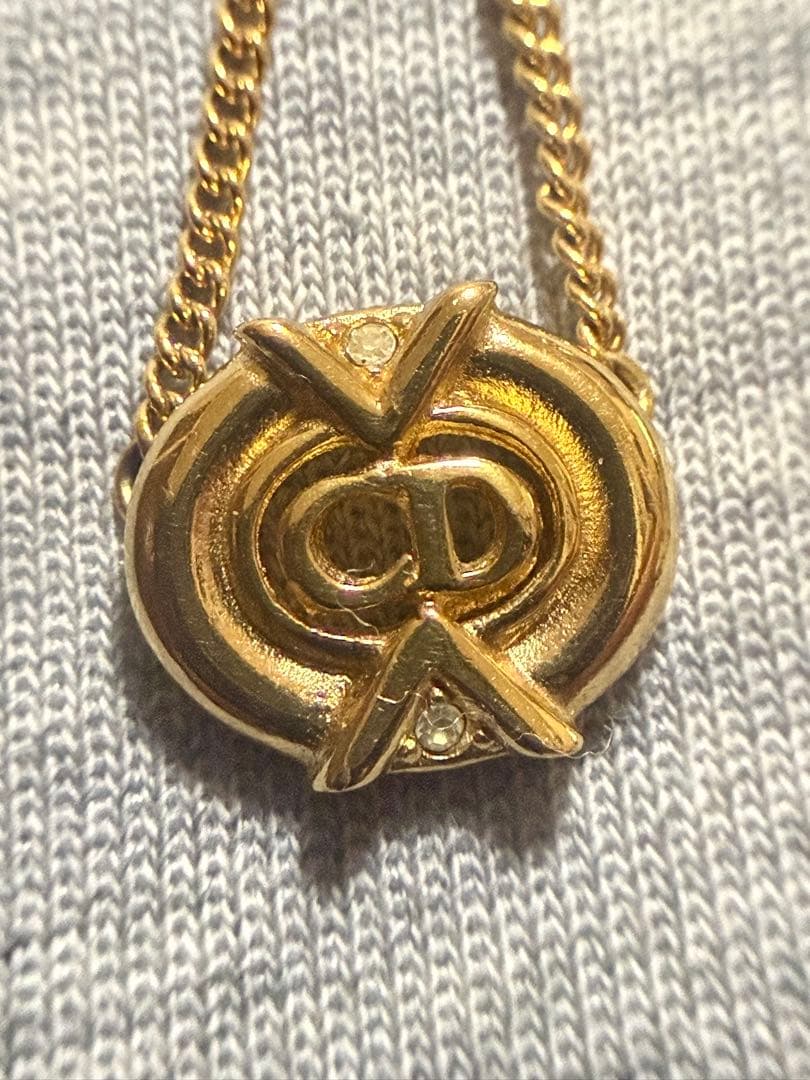 Christian Dior CDロゴ チェーンネックレス ラインストーン