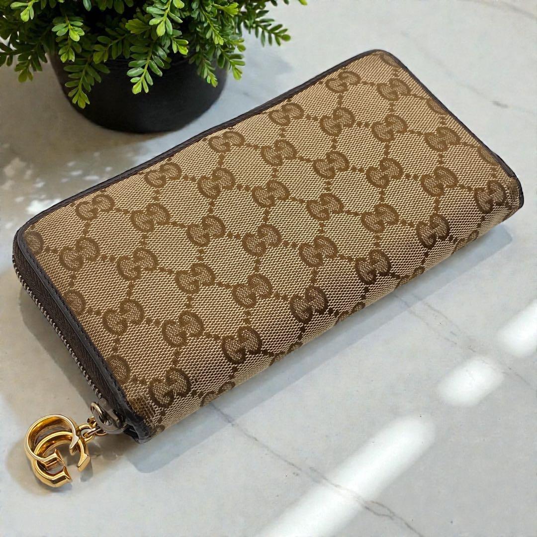 GUCCI・グッチ・長財布・GGキャンバス・ブラウン・インターロッキングG