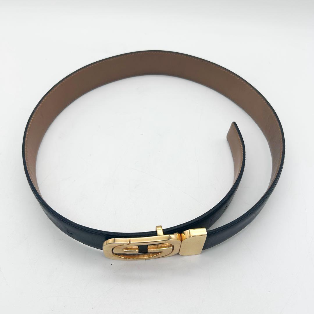 GUCCI✨レザー GGロゴ ゴールド金具ベルト 黒 レディース ブラック