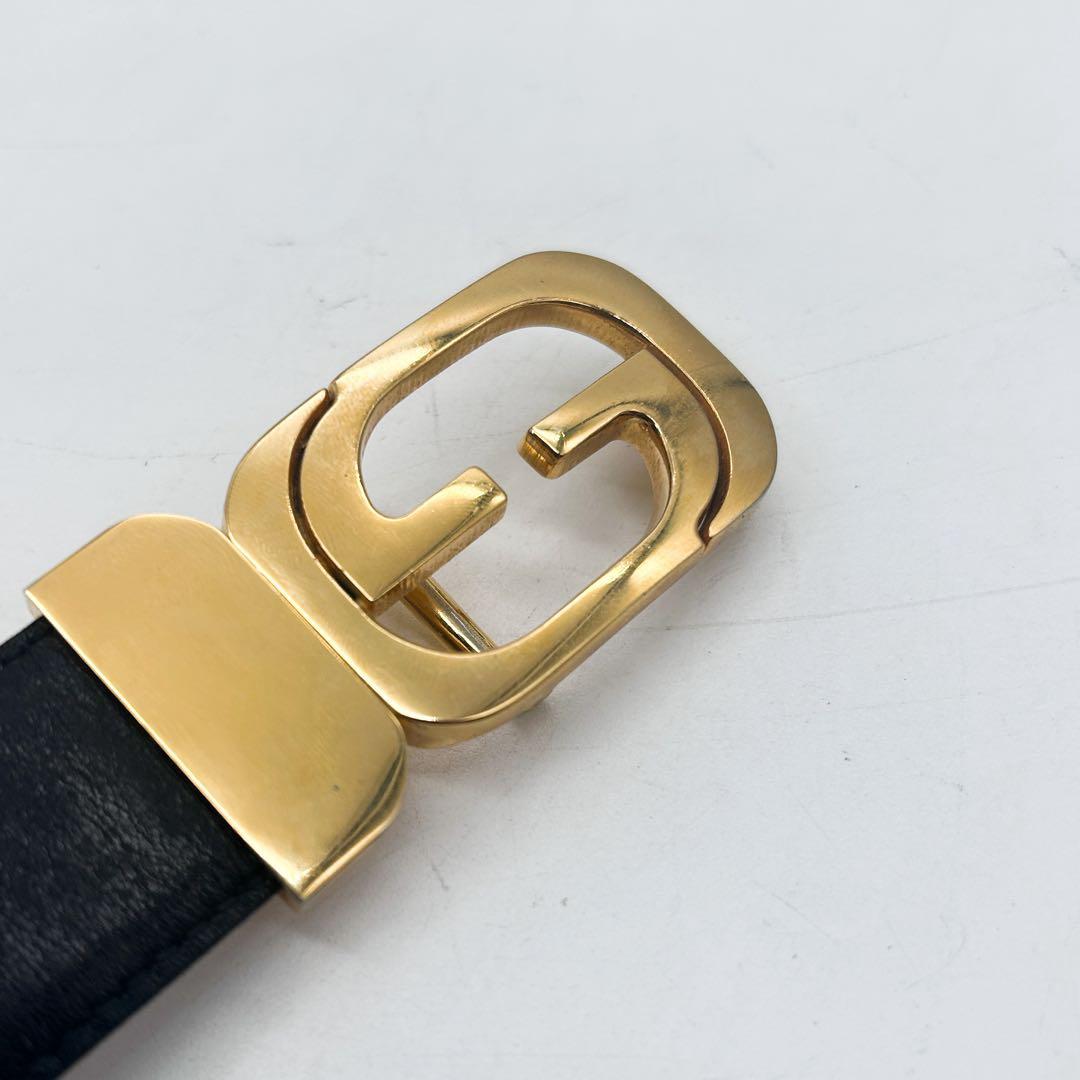 GUCCI✨レザー GGロゴ ゴールド金具ベルト 黒 レディース ブラック