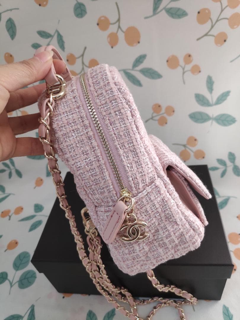 ツイードミニリュック ピンク