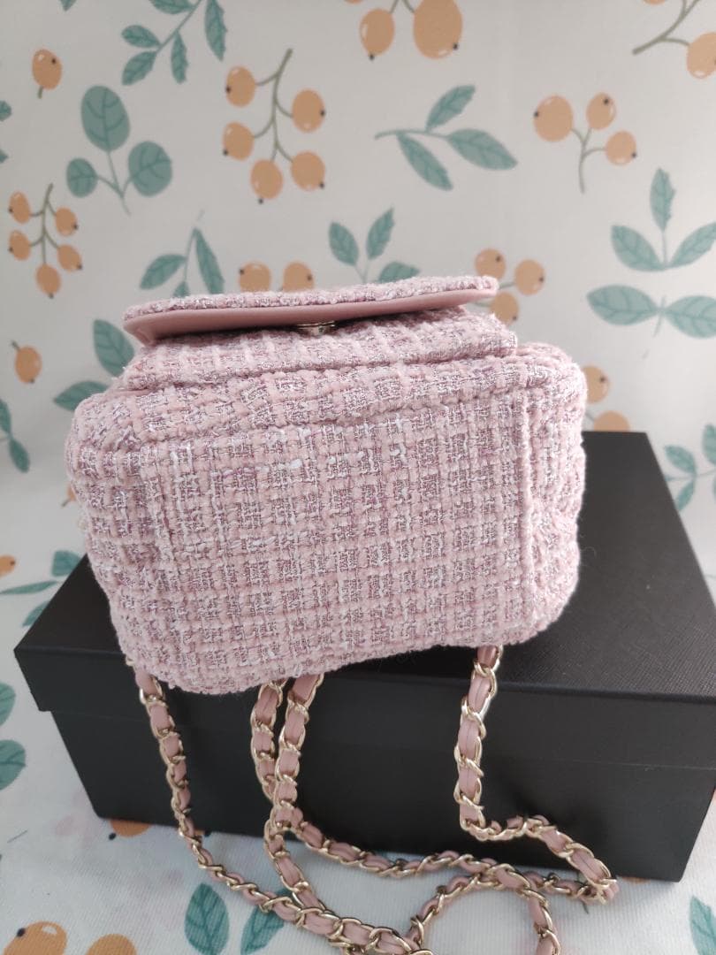 ツイードミニリュック ピンク