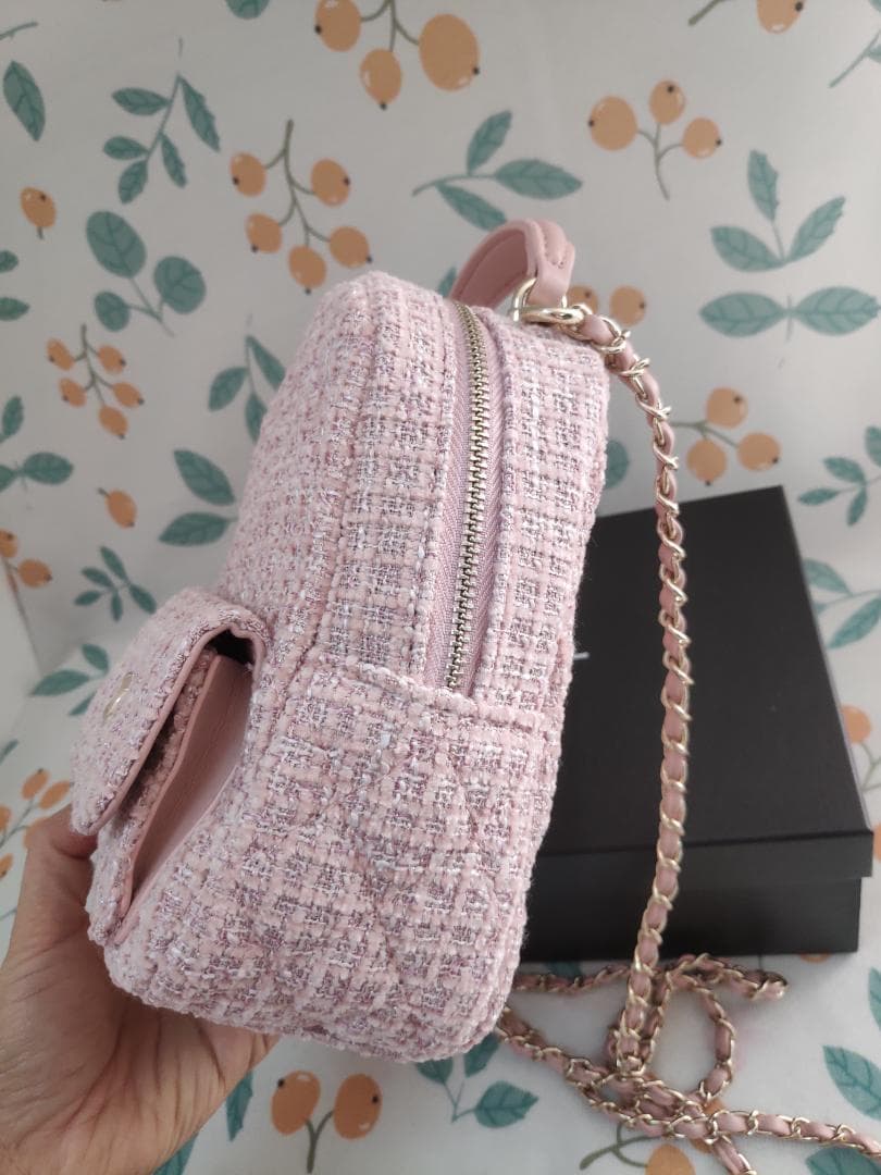 ツイードミニリュック ピンク