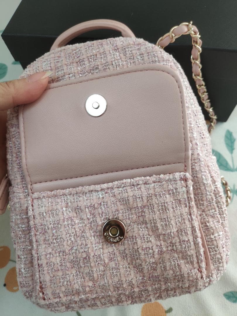 ツイードミニリュック ピンク