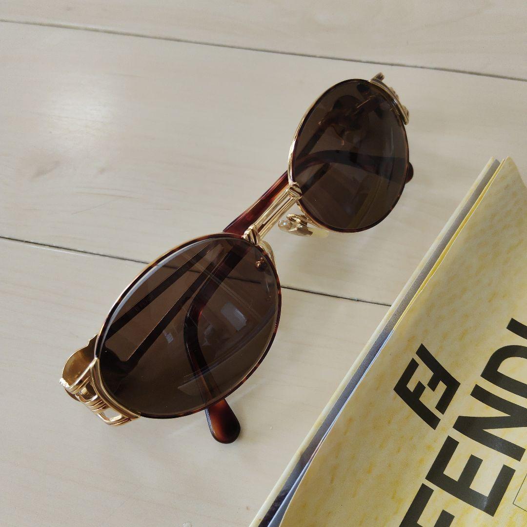 【美品】FENDI フェンディ ゴールドフレーム ブラウンレンズ サングラス