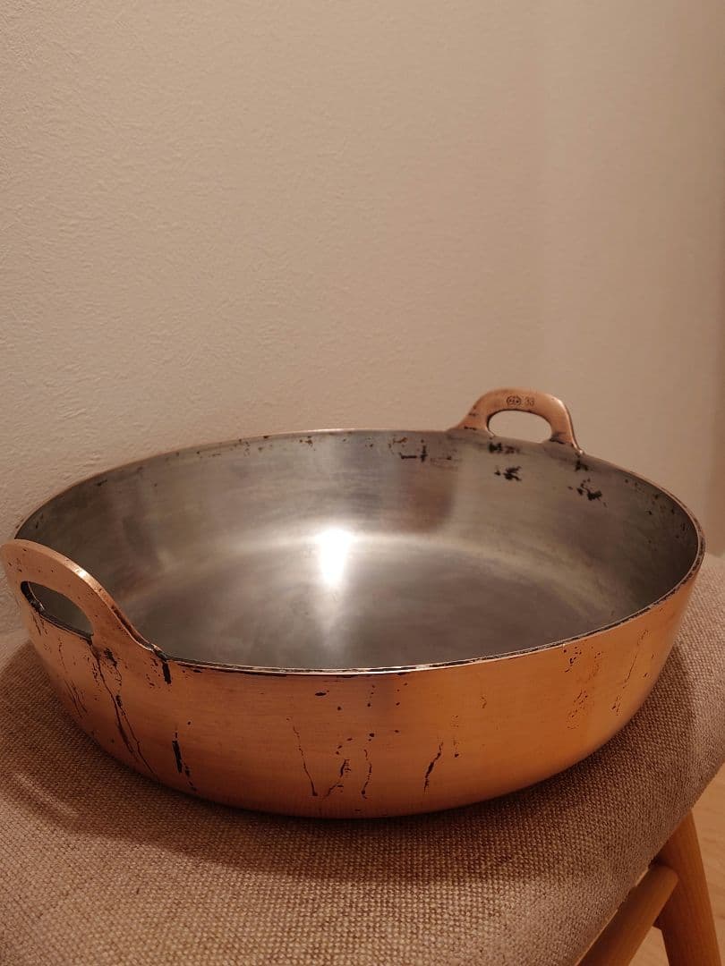 純銅製 業務用 大型 銅鍋 極厚 天ぷら鍋 33cm 送料込み