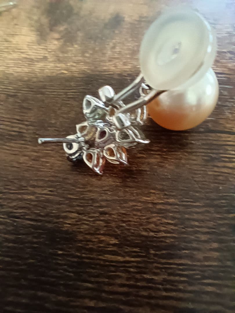 K18WG パール 花モチーフ ピアス(片耳用)